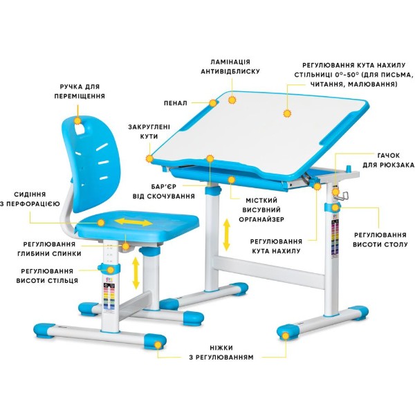 Фото - Комплект мебели школьный Evo-kids Evo-06 Ergo BL